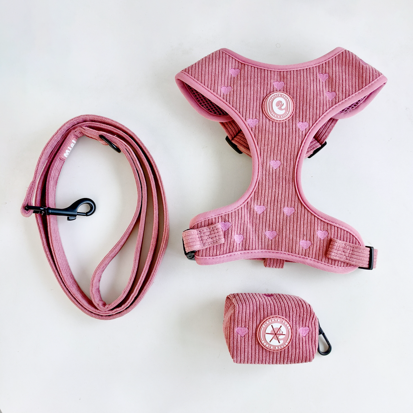 Corduroy Heart Harness - Pink