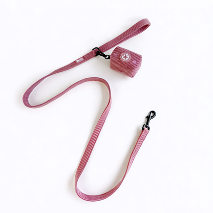 Corduroy Heart Leash - Pink