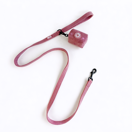 Corduroy Heart Leash - Pink