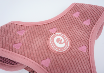 Corduroy Heart Harness - Pink